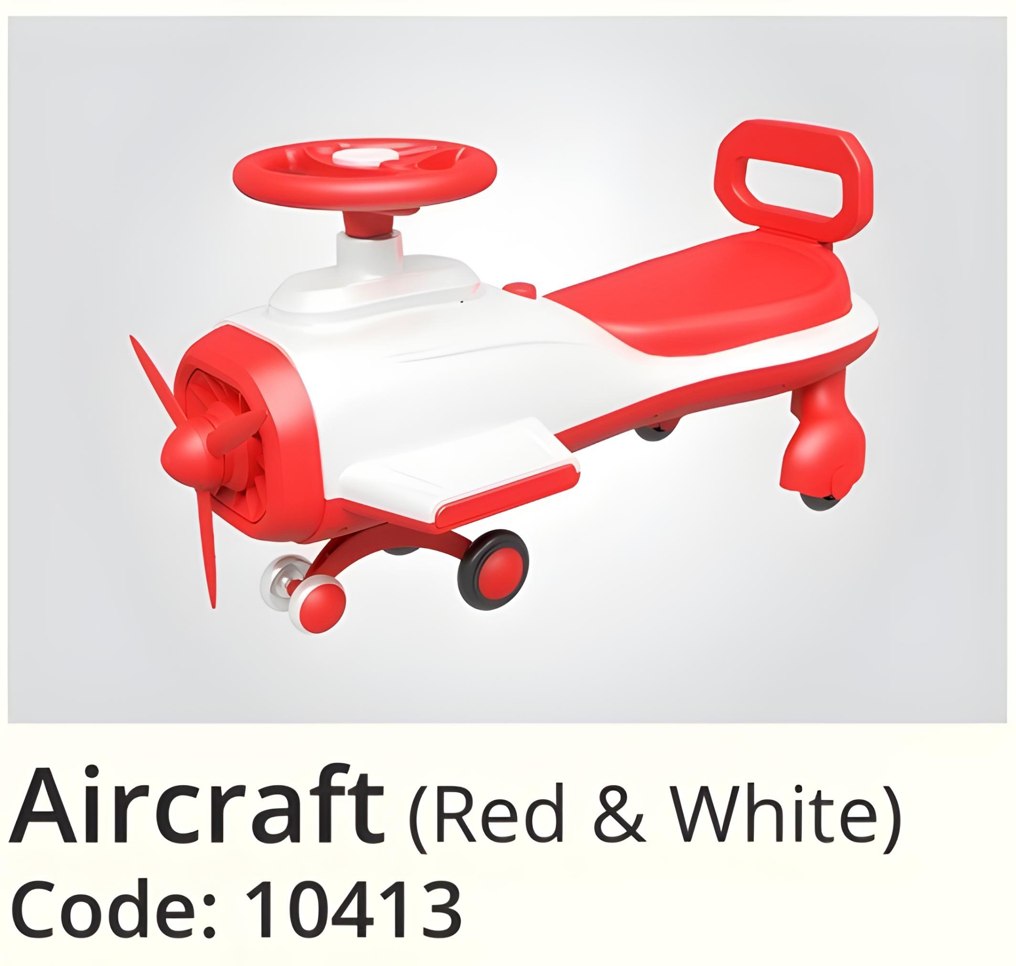 Picture of Aircraft Baby Swing Car this tricycle ensures stability and balance during rides. Its adjustable seat grows with your child