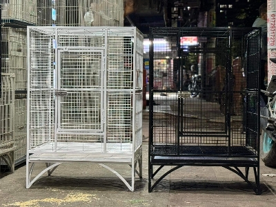 Picture of Large Family Bird Temp Cage, Luxury Pet Parrot Cage Ornamental Cage Metal Cage Transparent Glass Cage Door Feeding Cage Birds/Cages