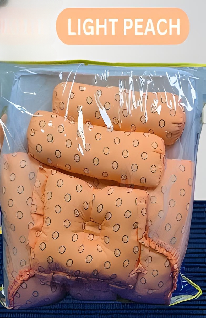 Picture of Baby Bed with 2 side pillow 1 Head pillow and 1 Big Soft bed