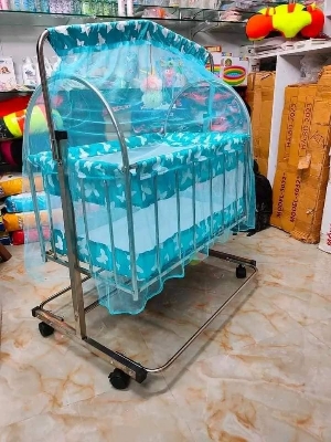 Picture of Stainless Steel Dolna Bed For New Born Baby A Cozy Nest Cradle model no  SS-3612 SPLENDER   dolna bed with mosquito net Bacchader Dolna Baby Dolna