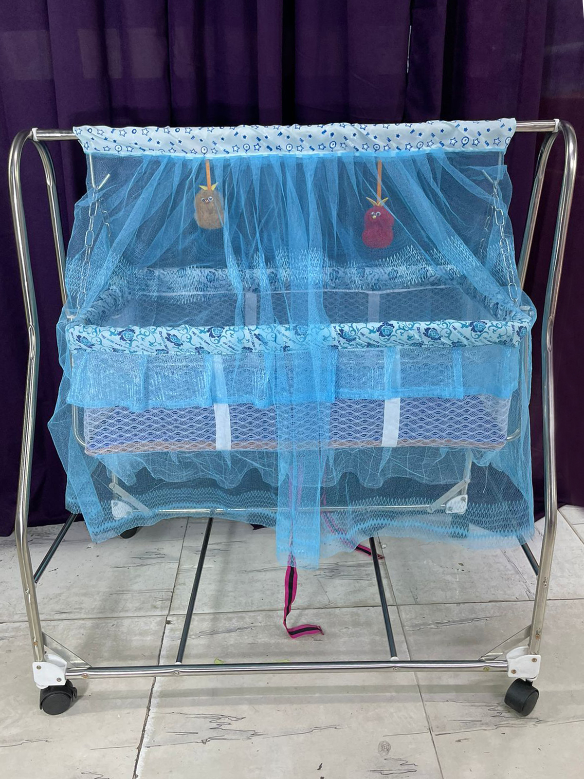 Picture of Stainless Steel Dolna Bed For New Born Baby A Cozy Nest Cradle model no  SS-121 Folding With Full Support   dolna bed with mosquito net Bacchader Dolna Baby Dolna