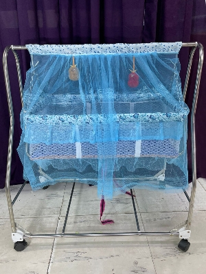 Picture of Stainless Steel Dolna Bed For New Born Baby A Cozy Nest Cradle model no  SS-121 Folding With Full Support   dolna bed with mosquito net Bacchader Dolna Baby Dolna