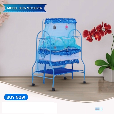 Picture of Dolna Bed For New Born Baby A Cozy Nest Cradle model no MS-3035 Super With Full Support & Double Moshari  dolna bed with Double mosquito net Bacchader Dolna Baby Dolna