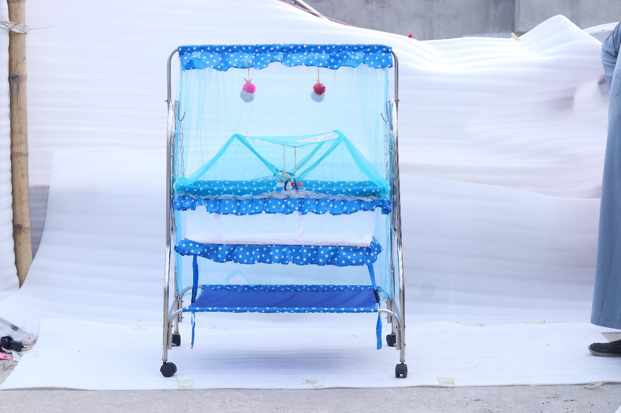 Picture of Stainless Steel Dolna Bed For New Born Baby A Cozy Nest Cradle model no SS-120 With Full Supporting dolna bed with mosquito net Bacchader Dolna Baby Dolna