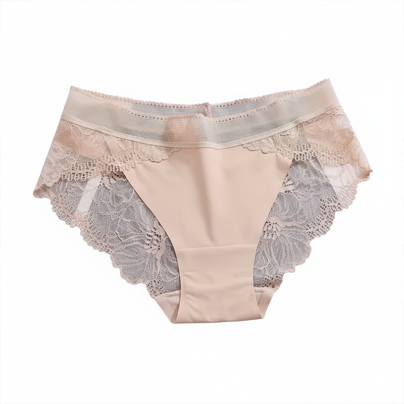 Picture of Women&#39;s Sexy Lace Panties Mid Waist Ice Silk Underwear Plus Size