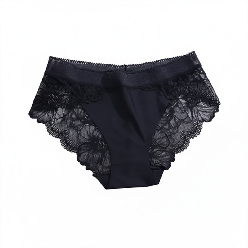 Picture of Women&#39;s Sexy Lace Panties Mid Waist Ice Silk Underwear Plus Size