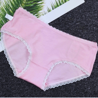 Picture of pure cotton ladies double-layer bite lace side breathable underwear(3pcs)