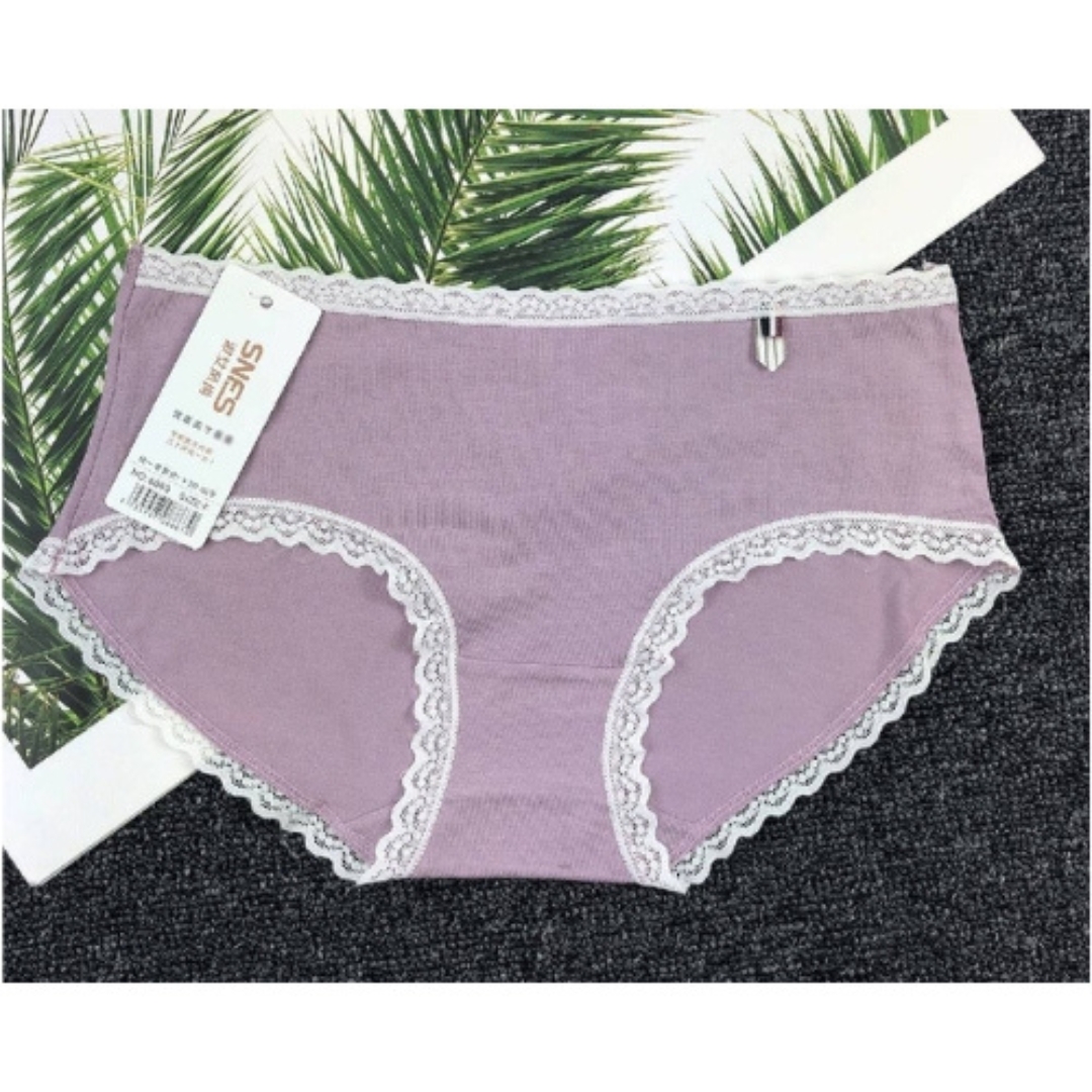 Picture of pure cotton ladies double-layer bite lace side breathable underwear(3pcs)