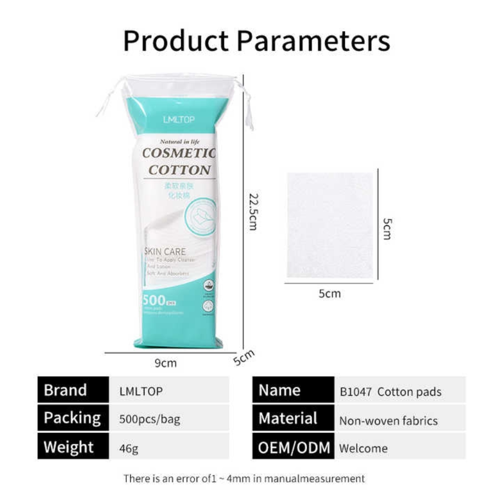 Picture of Lameila portable disposable non-woven cotton pads deep clean makeup remover pads(500pcs)
