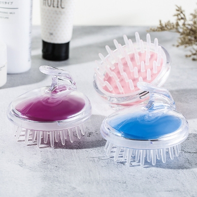Picture of "Silicone Bath Brush, Crystal Transparent Head Massager, Scalp Protection Airbag Comb, Shampoo Artifact"