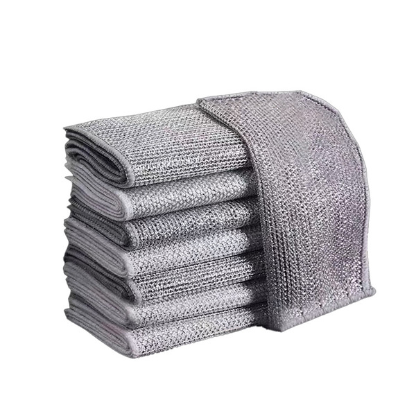 Picture of "Double-Sided Silver Wire Dishwashing Cloth, Non-Stick Oil Cleaning, Steel Wire Rag, Kitchen Utensils & Stove Cleaning"(1pcs)
