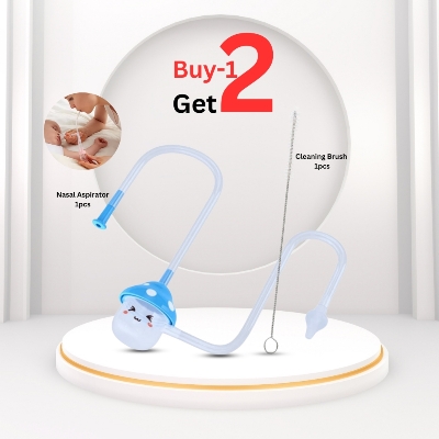 Picture of Mushroom Shape Baby Nasal Aspirator & Stainless Steel Cleaning Brush | 2-in-1 Baby Care Solution