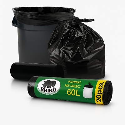 Picture of 60 Liter Garbage bags on roll 20pcs