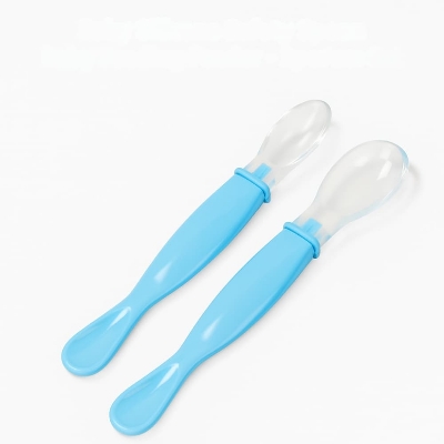 Picture of Baby Silicone Safety Spoon Baby Feeding Feeder 2pcs Set