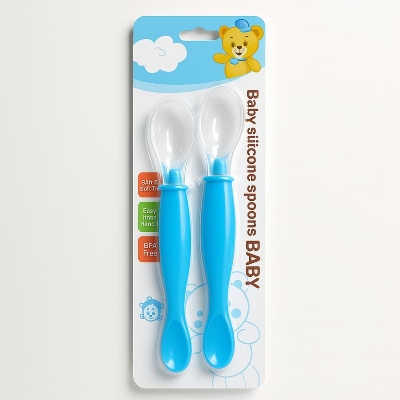 Picture of Baby Silicone Safety Spoon Baby Feeding Feeder 2pcs Set