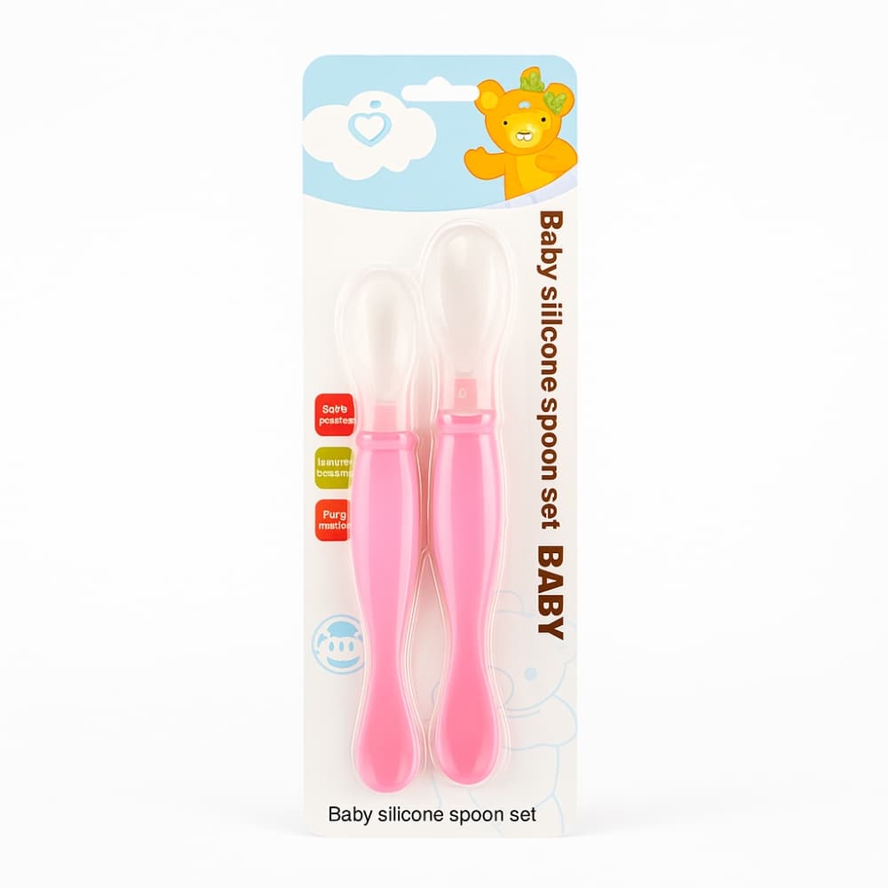 Picture of Baby Silicone Safety Spoon Baby Feeding Feeder 2pcs Set