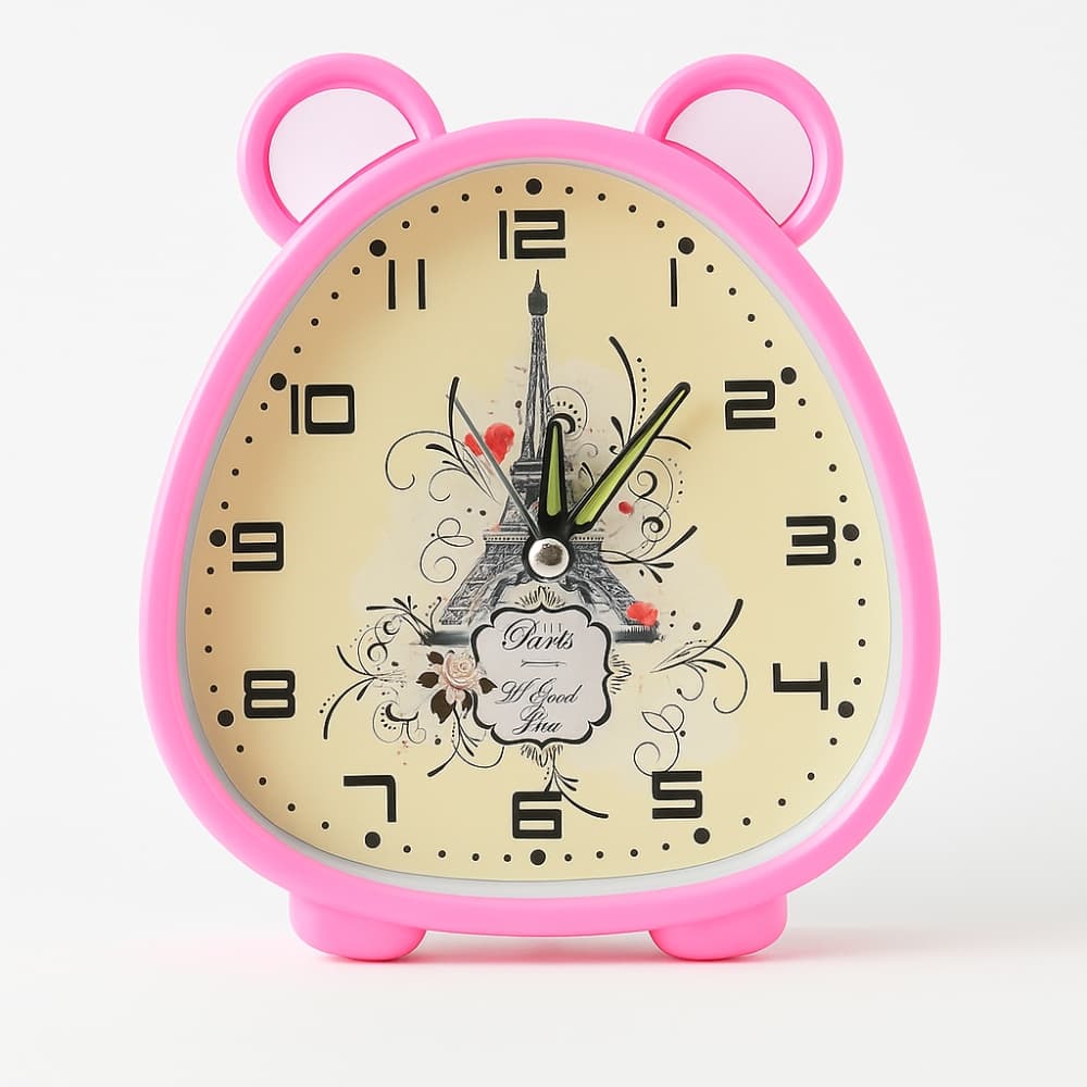 Picture of Table Clock Kitty Shape With Alarm – Fancy Design Desk Analog Clock