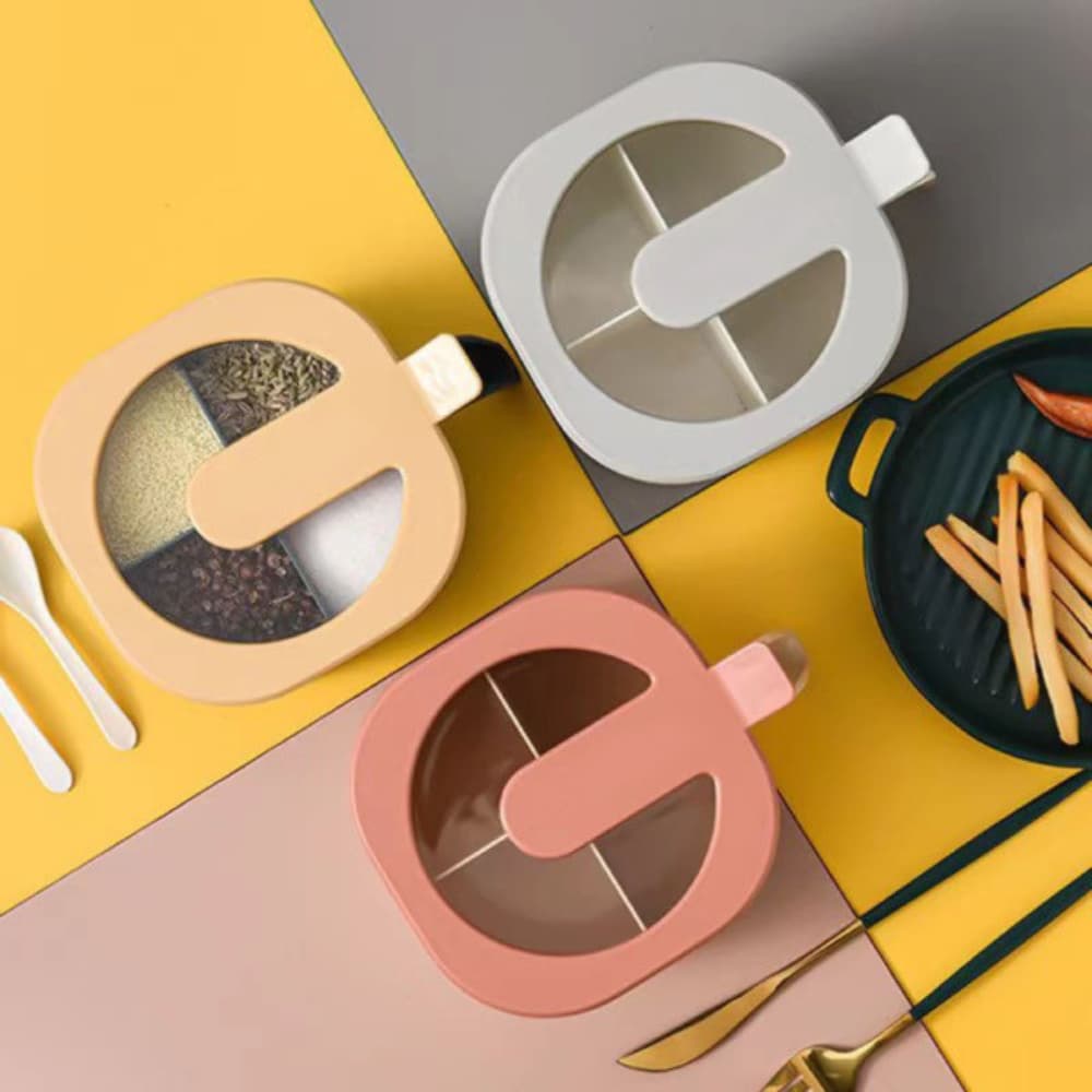 Picture of Ceramic 4 in 1 Condiment Jars & Spice Storage Set with Spoons