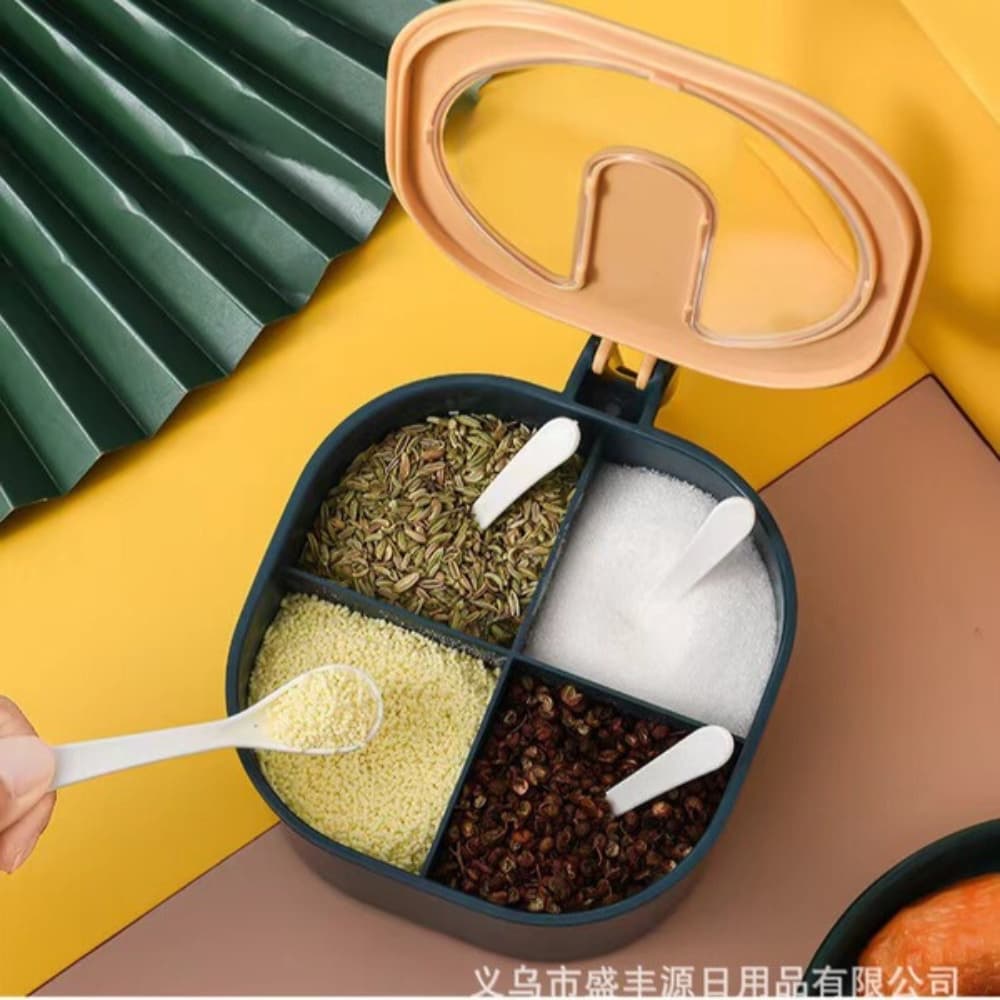 Picture of Ceramic 4 in 1 Condiment Jars & Spice Storage Set with Spoons