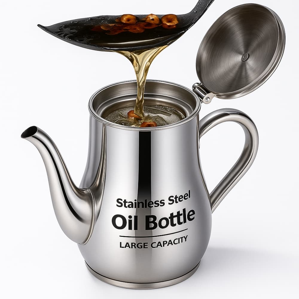 Picture of Stainless Steel Oil Bottle – Large Capacity Oil, Soy Sauce, Vinegar & Coffee Storage Container