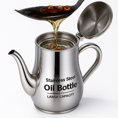 Picture of Stainless Steel Oil Bottle – Large Capacity Oil, Soy Sauce, Vinegar & Coffee Storage Container