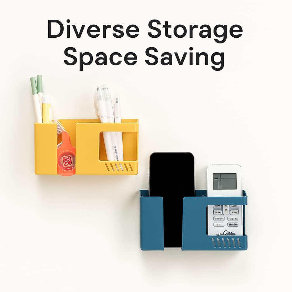 Picture of Wall-Mounted 2-in-1 Mobile Phone Charging Stand & Multifunction Storage Holder Bracket – Space-Saving Organizer for Home & Office 1pcs