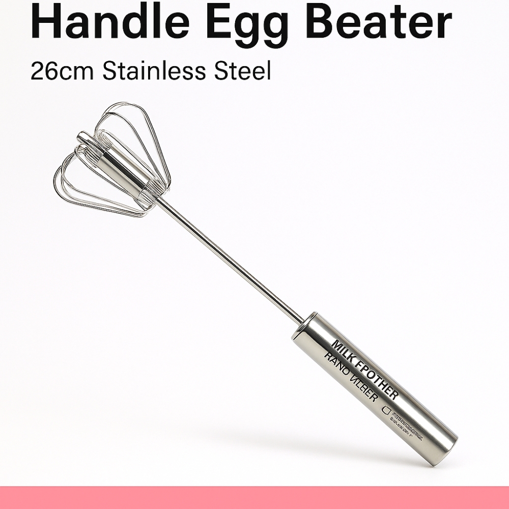 Picture of Semi-Automatic Handle Egg Beater – 26cm Stainless Steel Milk Frother & Hand Mixer (Multicolor) for Kitchen & Baking