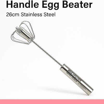 Picture of Semi-Automatic Handle Egg Beater – 26cm Stainless Steel Milk Frother & Hand Mixer (Multicolor) for Kitchen & Baking
