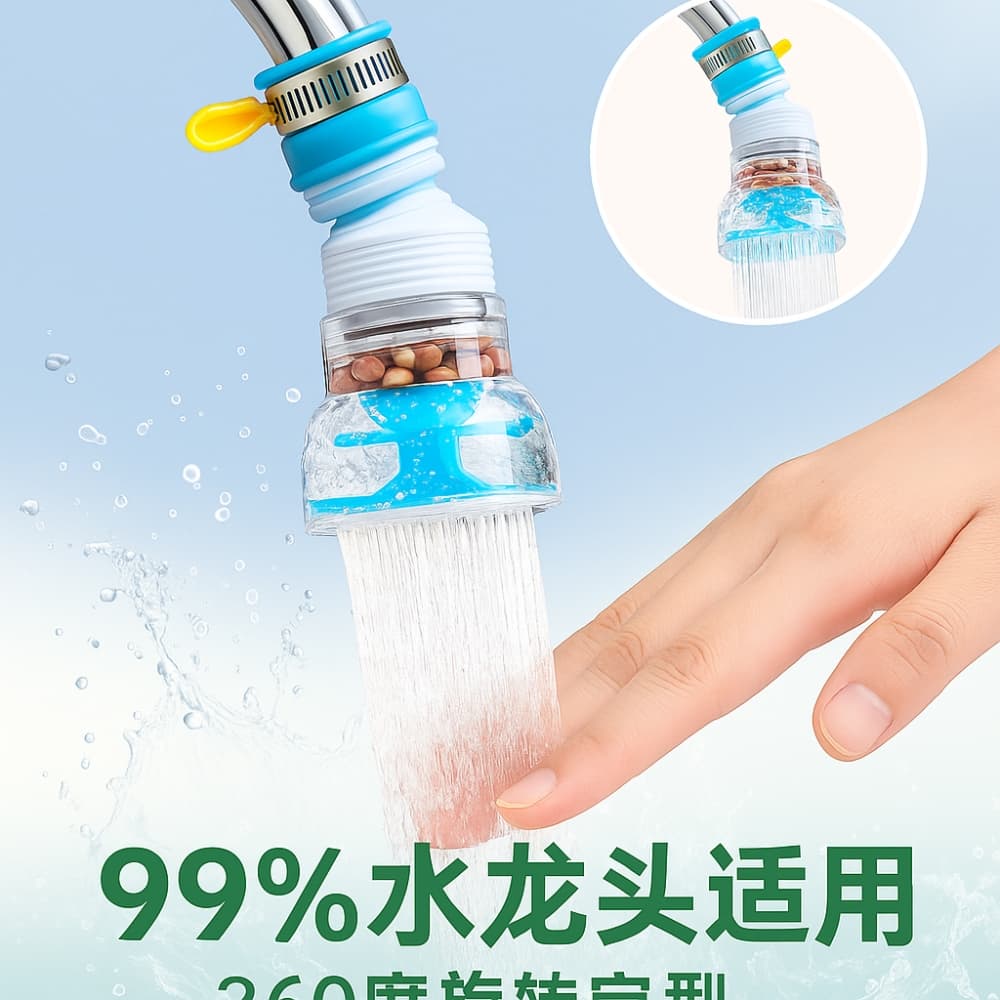 Picture of 360° Rotating Kitchen Faucet Tap with Activated Carbon Water Filter & Sprayer