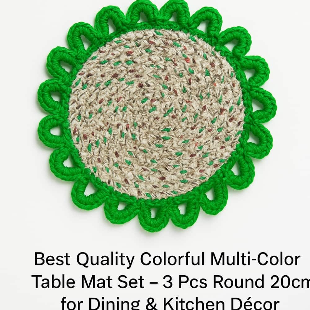 Picture of Best Quality Colorful Multi-Color Table Mat Set – 3 Pcs Round 20cm for Dining & Kitchen Déco