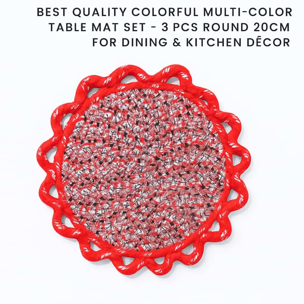 Picture of Best Quality Colorful Multi-Color Table Mat Set – 3 Pcs Round 20cm for Dining & Kitchen Décor