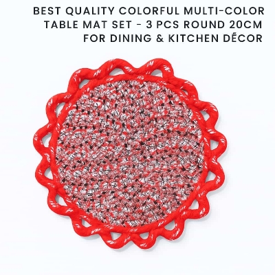 Picture of Best Quality Colorful Multi-Color Table Mat Set – 3 Pcs Round 20cm for Dining & Kitchen Décor