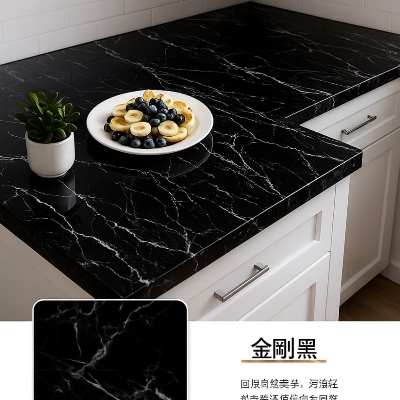 Picture of Marble PVC Waterproof Self Adhesive Wallpaper – Kitchen Cabinet, Table & Furniture Renovation Black