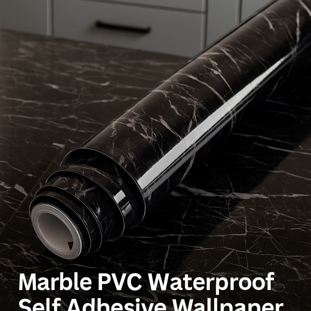 Picture of Marble PVC Waterproof Self Adhesive Wallpaper – Kitchen Cabinet, Table & Furniture Renovation Black