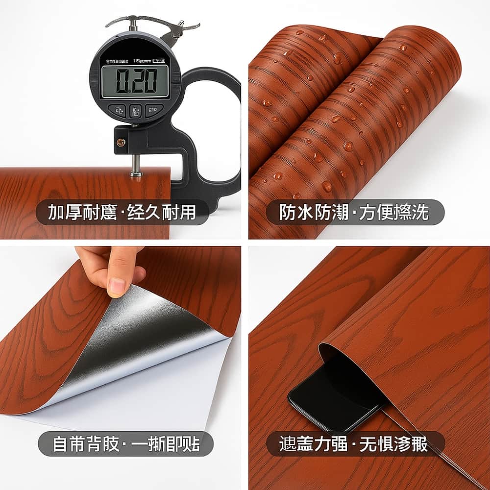 Picture of Self-Adhesive 3D Wood Grain PVC Wallpaper – Waterproof Furniture Renovation Sticker