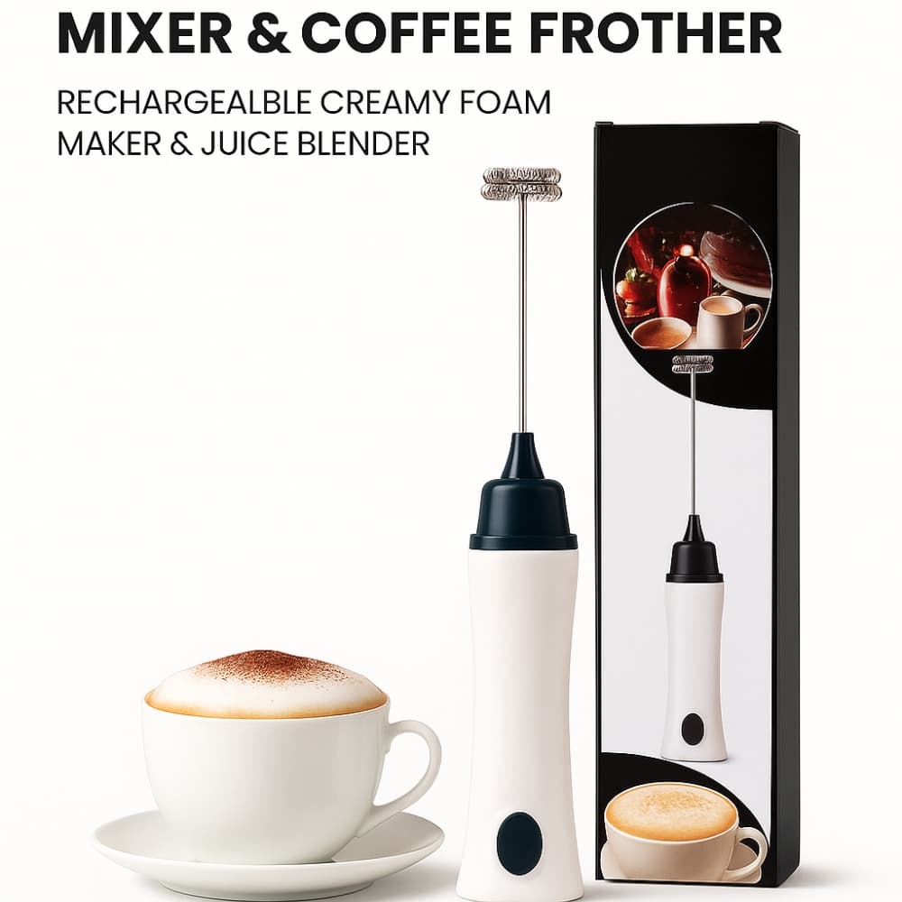Picture of Hand Liquid Mixer & Coffee Frother – Rechargeable Creamy Foam Maker & Juice Blender