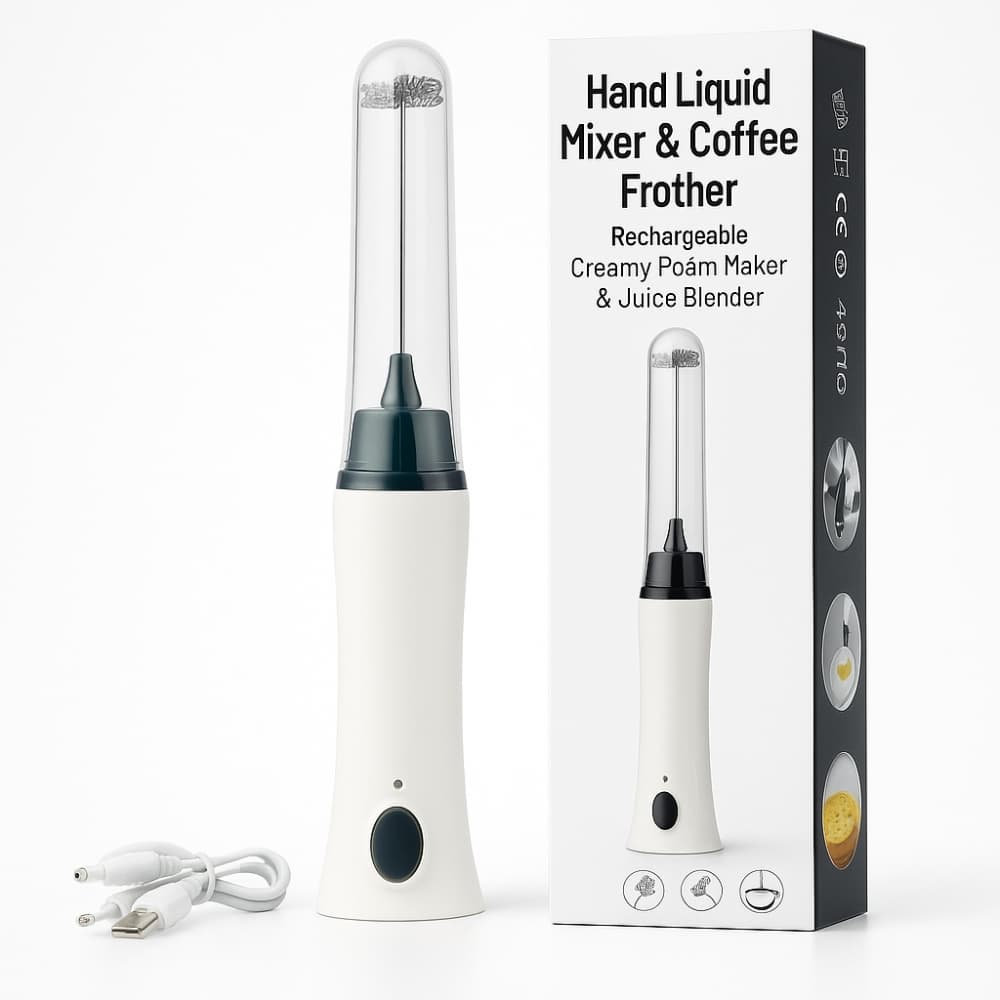 Picture of Hand Liquid Mixer & Coffee Frother – Rechargeable Creamy Foam Maker & Juice Blender