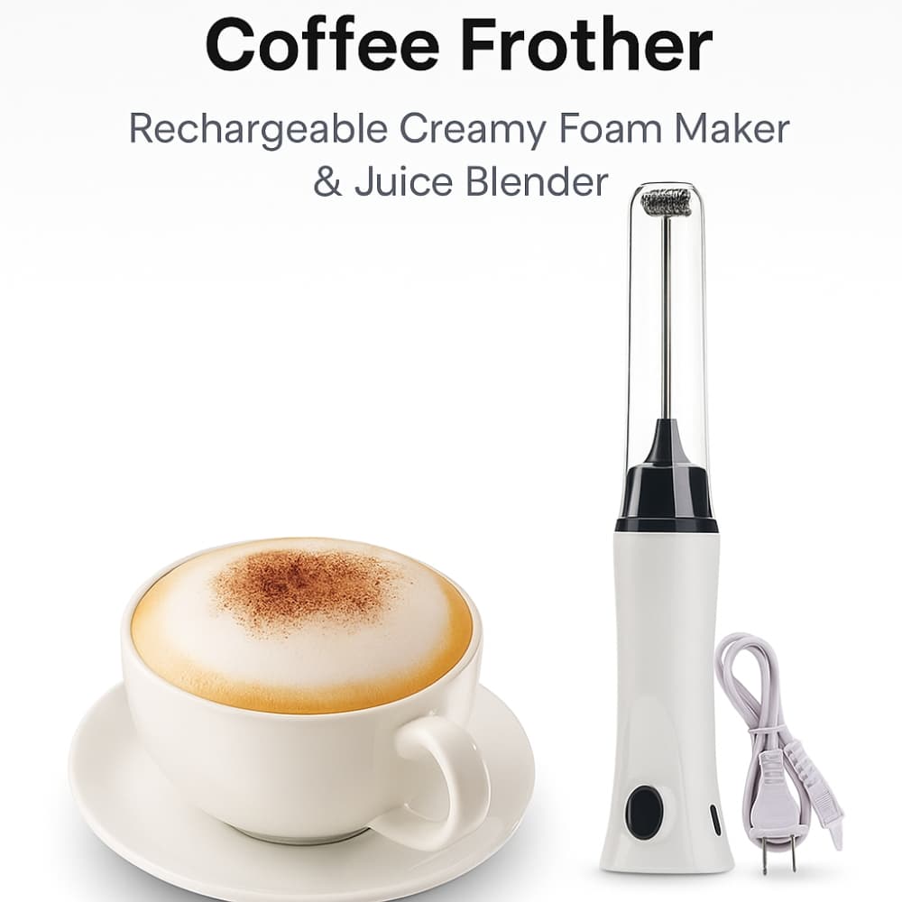 Picture of Hand Liquid Mixer & Coffee Frother – Rechargeable Creamy Foam Maker & Juice Blender