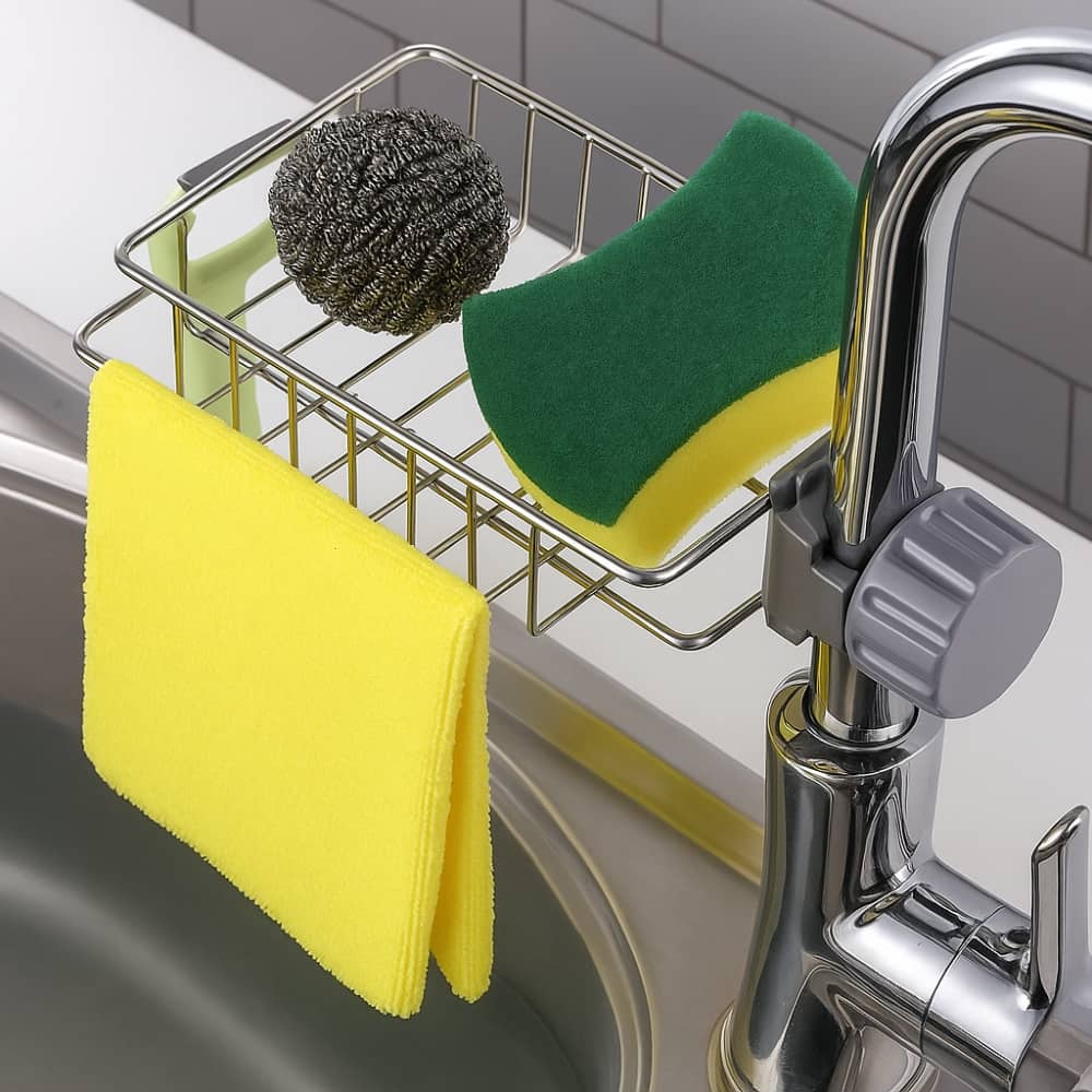 Picture of Stainless Steel Faucet Sink Rack – Punch-Free Kitchen & Bathroom Storage Organizer