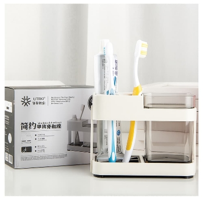 Picture of Toothbrush Box Holder with 1 Cup – Removable Bathroom Storage Organizer for Toilet & Sink