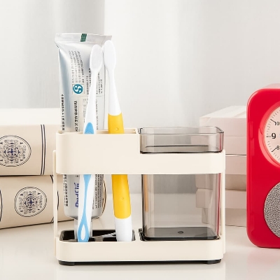 Picture of Toothbrush Box Holder with 1 Cup – Removable Bathroom Storage Organizer for Toilet & Sink