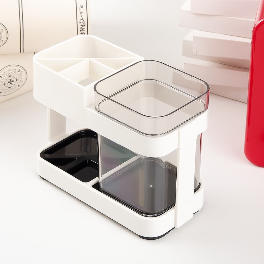 Picture of Toothbrush Box Holder with 1 Cup – Removable Bathroom Storage Organizer for Toilet & Sink