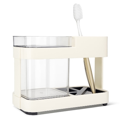 Picture of Toothbrush Box Holder with 1 Cup – Removable Bathroom Storage Organizer for Toilet & Sink