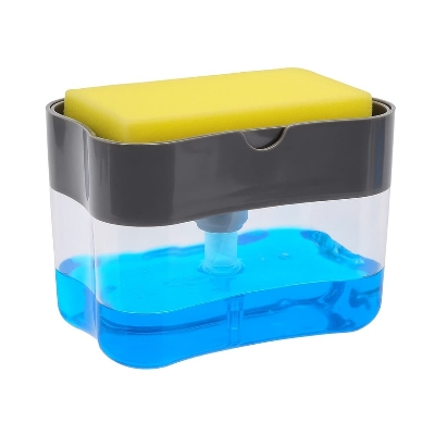 Picture of 2-in-1 Liquid Soap Dispenser with Sponge Holder – Creative Pump Caddy for Kitchen Cleaning