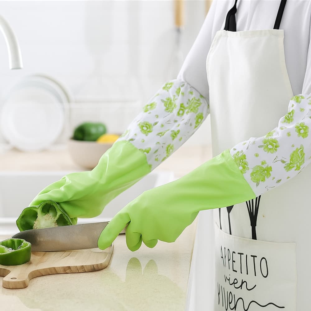 Picture of Long Rubber Kitchen Washing Gloves with Drawstring – Household Cleaning Gloves