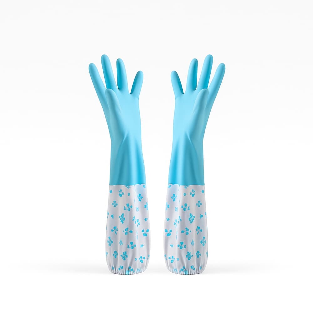 Picture of Long Rubber Kitchen Washing Gloves with Drawstring – Household Cleaning Gloves