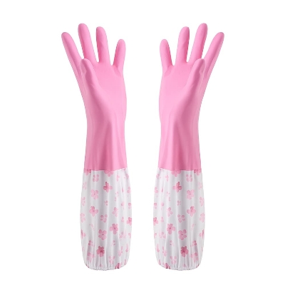 Picture of Long Rubber Kitchen Washing Gloves with Drawstring – Household Cleaning Gloves