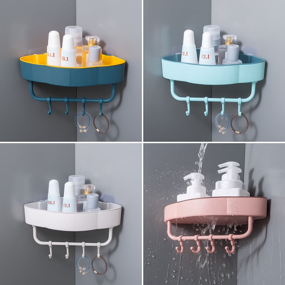 Picture of High Quality Punch-free Corner Bathroom & Kitchen Shelf