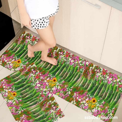 Picture of Anti-Slip 3D Geometric Kitchen & Home Floor Mats – Jacquard Rug Set