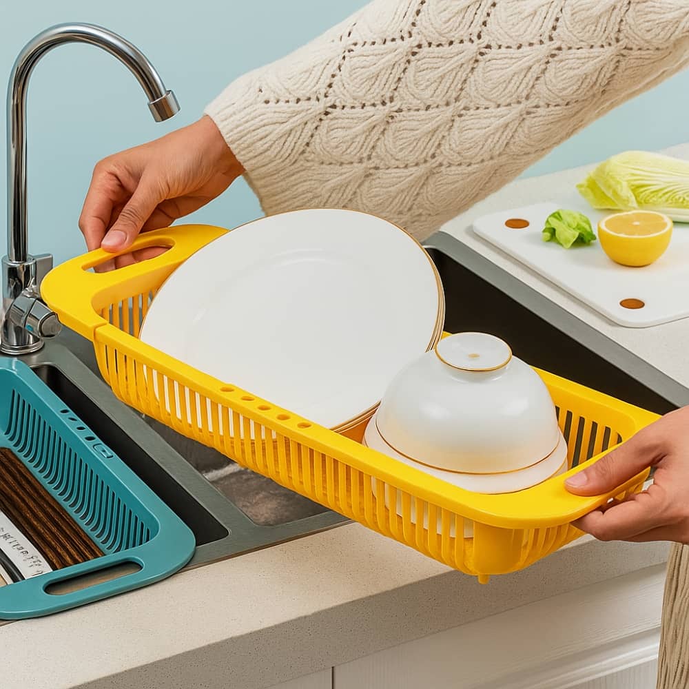 Picture of Foldable Telescopic Sink Drain Basket – Multi-Functional Kitchen Veg & Fruit Washing Rack